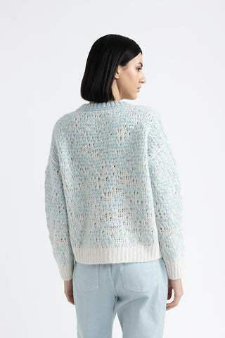 Wool, alpaca and lurex shaded jacquard sweater  