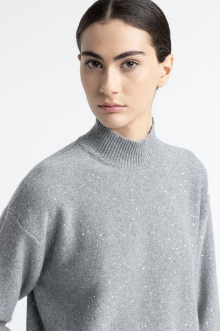 Wool, cashmere, lurex and sequin yarn sweater  