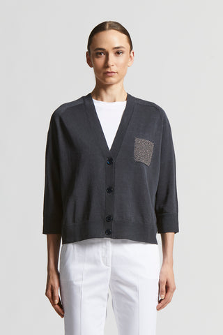 Linen and cotton crepe cardigan