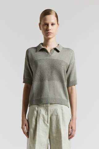 Cotton polo shirt with sequins