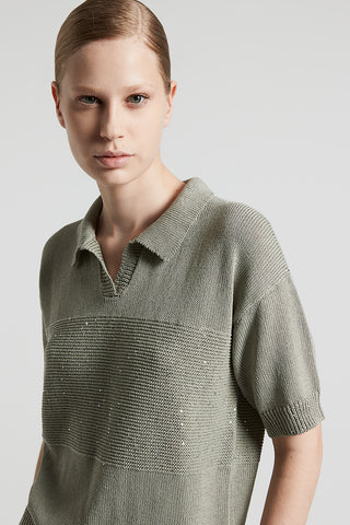 Cotton polo shirt with sequins