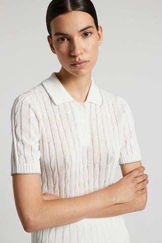 Cotton crepe tricot polo shirt