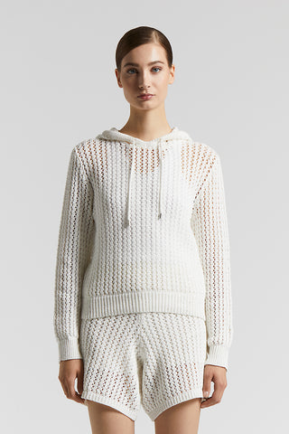 Pure cotton cordonnet sweater with sequins