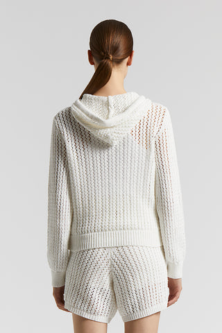 Pure cotton cordonnet sweater with sequins