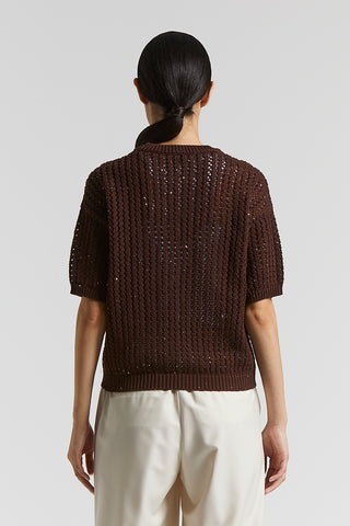 Cotton cordonnet sweater with sequins