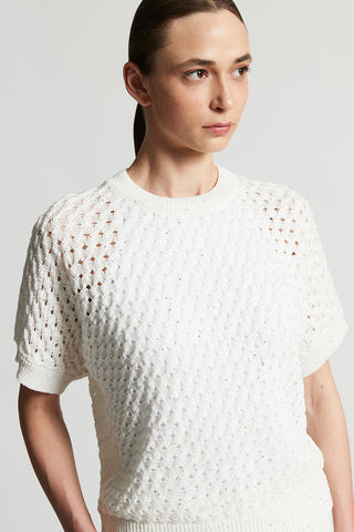 Cotton cordonnet sweater with sequins