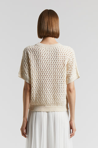 Cotton cordonnet sweater with sequins