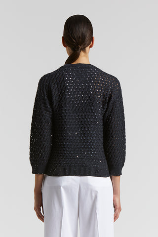 Cotton cordonnet sweater with sequins