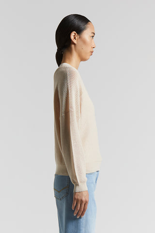 Cotton tricot sweater with sequins