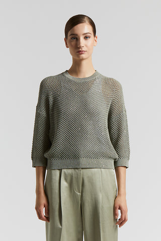 Cotton cordonnet sweater with sequins