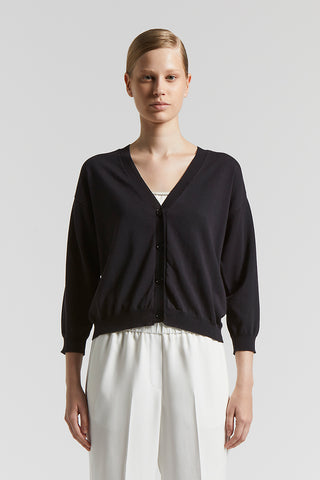 Pure cotton crepe tricot cardigan