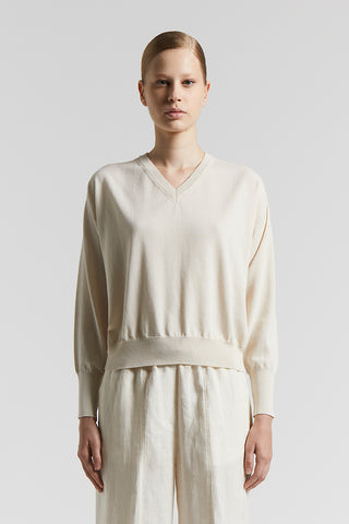 Pure cotton crepe tricot sweater