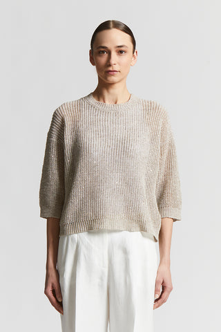 Linen tricot sweater with sequins