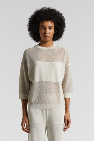 Pure cotton crepe tricot sweater