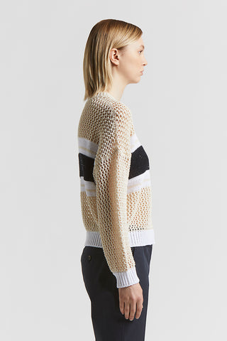 Pure cotton cordonnet sweater with sequins