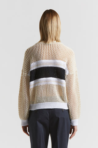 Pure cotton cordonnet sweater with sequins