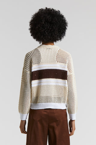 Pure cotton cordonetto sweater with sequins