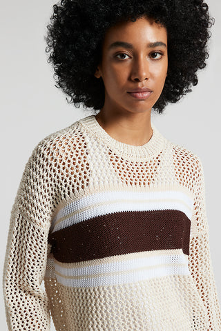 Pure cotton cordonetto sweater with sequins