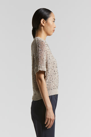 Cotton webbing sweater with sequins