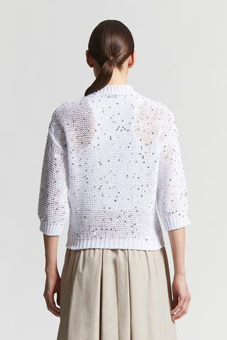 Cotton webbing sweater with sequins