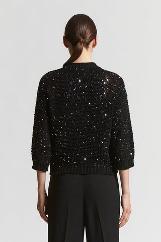 Cotton webbing sweater with sequins