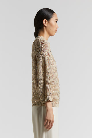 Cotton webbing sweater with sequins