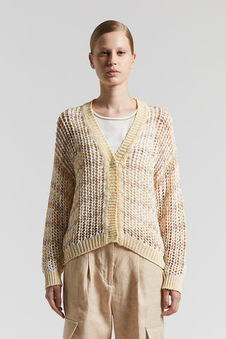 Pure cotton cordonnet cardigan with sequins