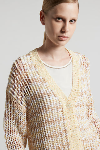 Pure cotton cordonnet cardigan with sequins