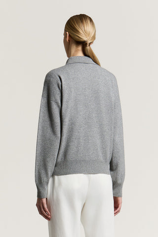 Wool, silk and cashmere yarn polo shirt