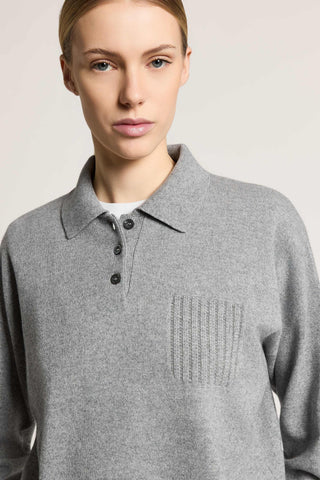 Wool, silk and cashmere yarn polo shirt