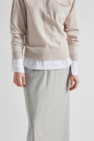 Silk, wool and cashmere polo neck sweater  