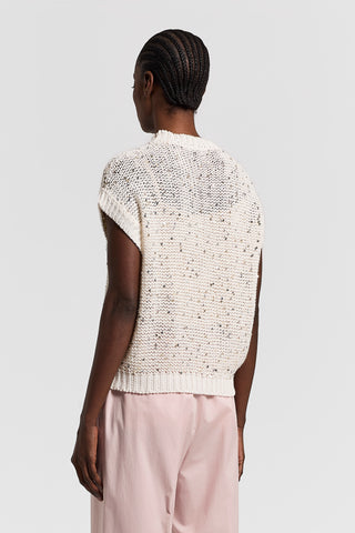 Sequinned cotton ribbon sweater