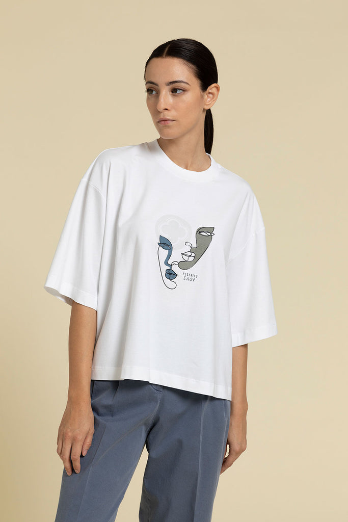 Oversize T-shirt soft cotton jersey with Comminity graphic print  