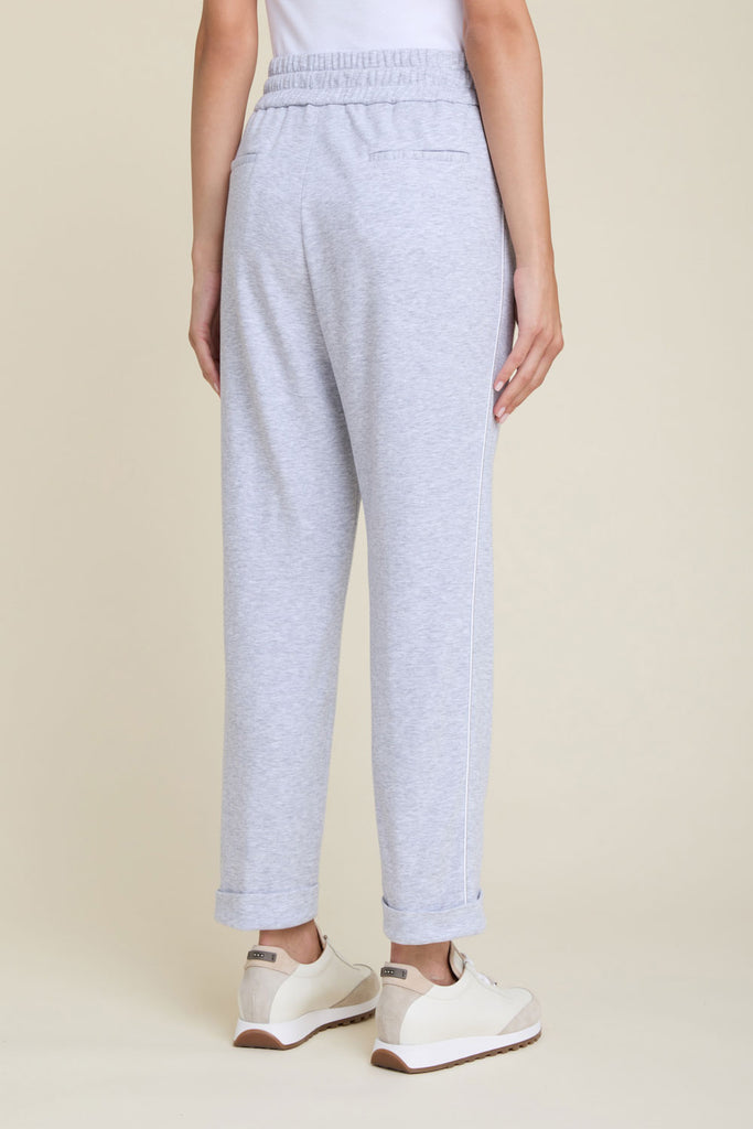 Pull-on carrot joggers in soft doubleface microfibre with knitted drawstring  