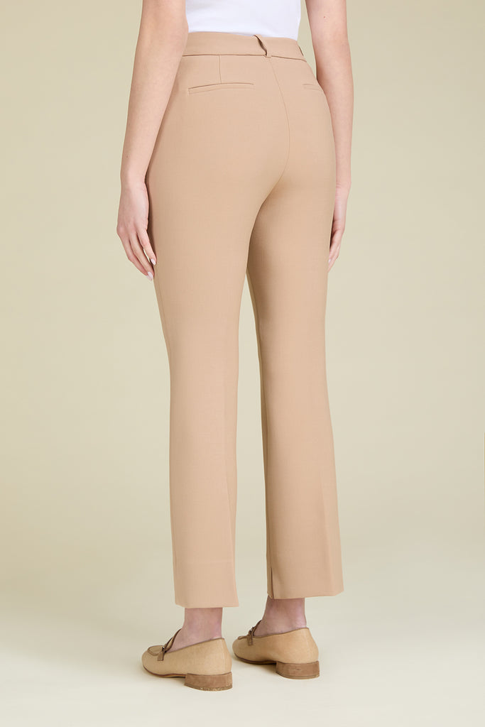 Women's slim bell- bottom trousers in stretch cotton viscose  