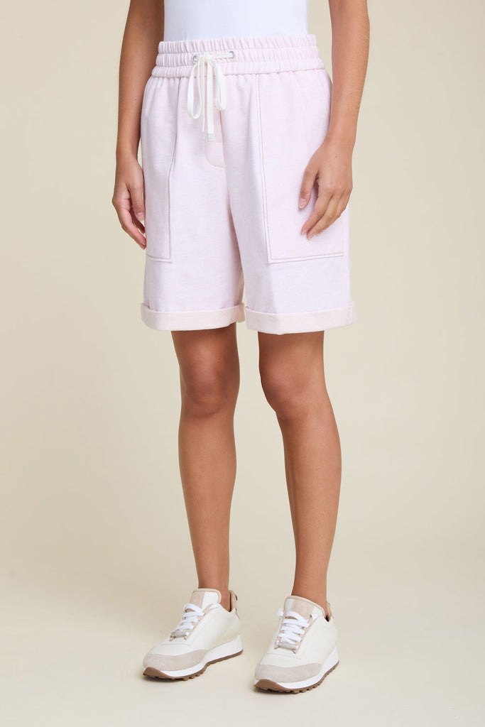 Pull-on shorts with fatigue pockets in soft melange comfort cotton fleece  