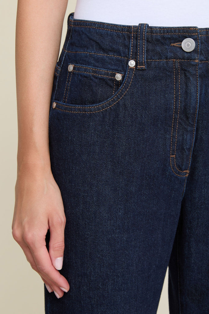 Slim cropped jeans regular waist in authentic rinse wash denim  