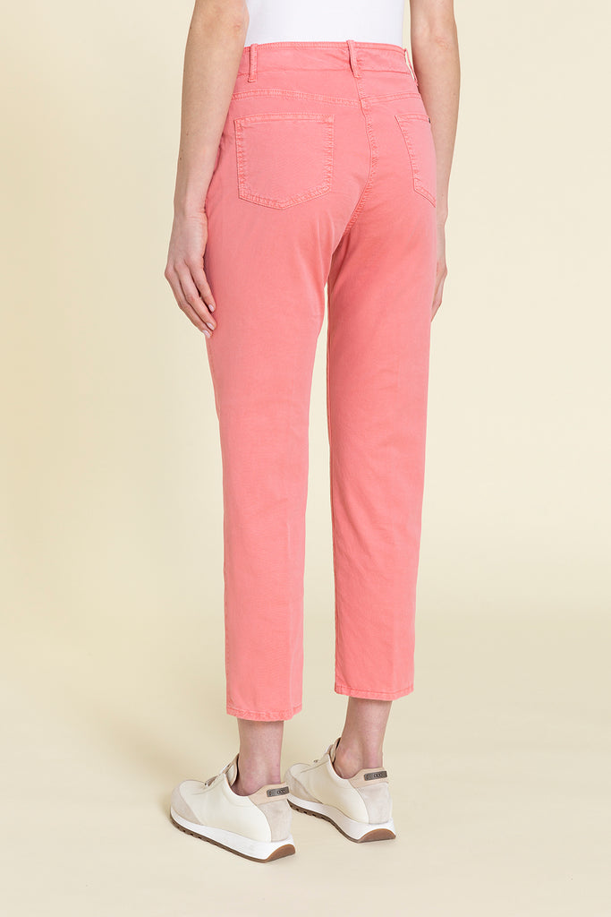 Slim 5 pocket cropped regular waist trousers in cool dyed comfort cotton gabardine  