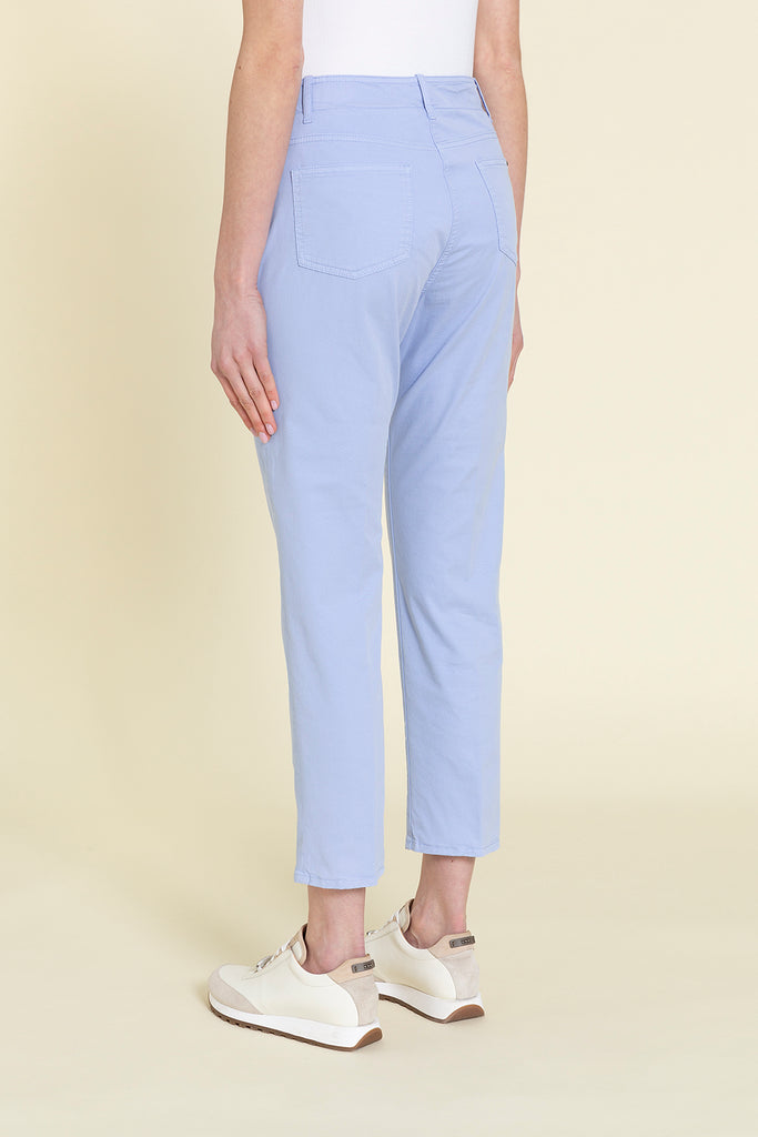 Slim 5 pocket cropped regular waist trousers in cool dyed comfort cotton gabardine  