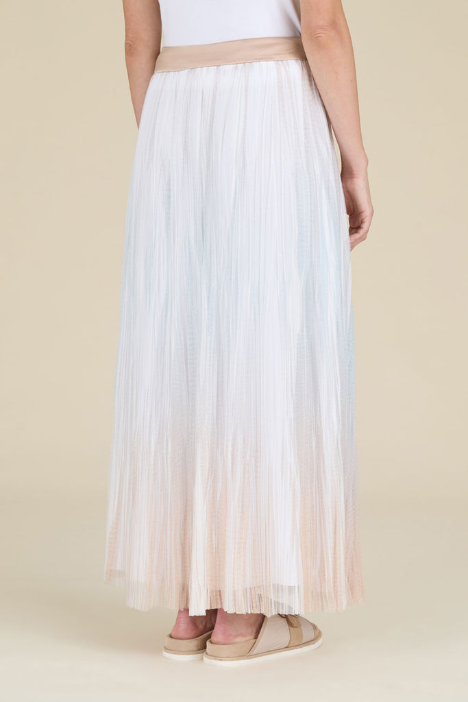 Exquisite micro pleated skirt in aurora shaded tulle  