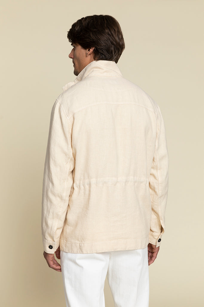 Field jacket in linen  garment dyed  