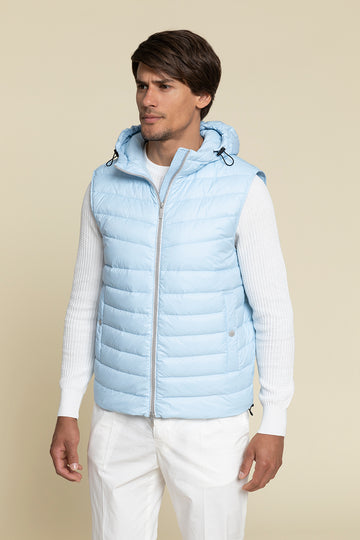 SLEEVELESS PUFFER GILET IN LIGHT WATERPROOF NYLON  