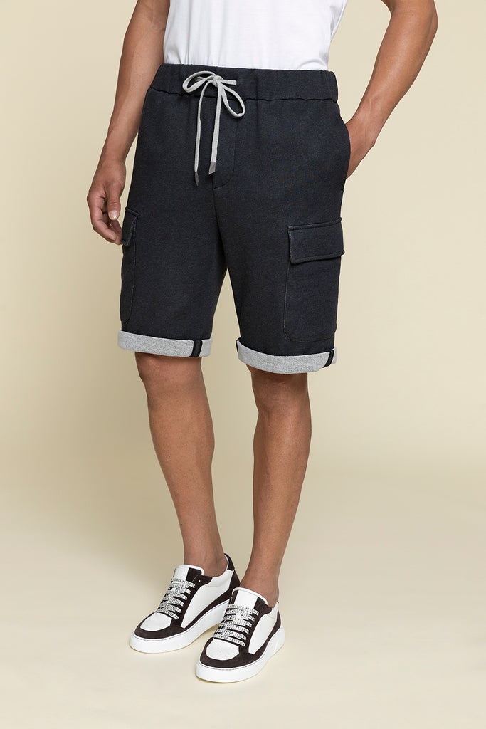 LEISURE FIT BERMUDA SHORTS WITH CARGO POCKETS IN PURE COTTON JERSEY  