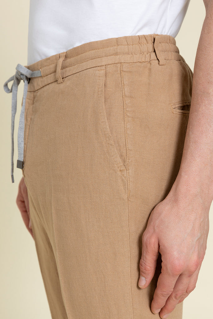 GARMENT DYED COTTON AND LINEN JOGGERS  