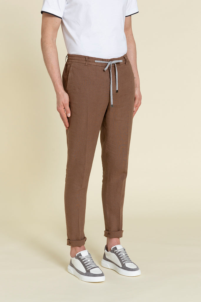 GARMENT-DYED COTTON AND LINEN JOGGERS  