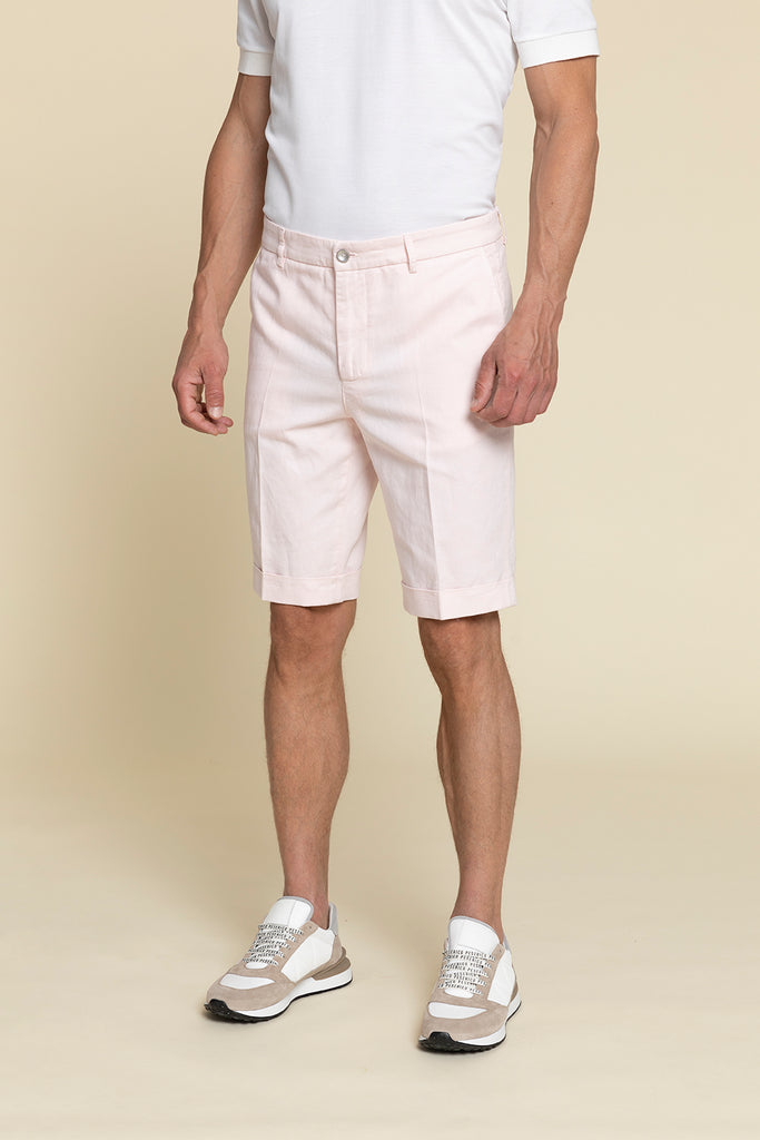 GARMENT-DYED BERMUDA SHORTS IN COTTON AND LINEN TWILL  