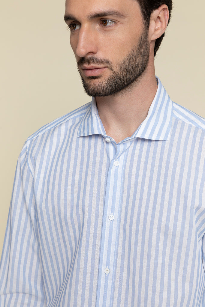 Casual shirt in washed cotton and linen  