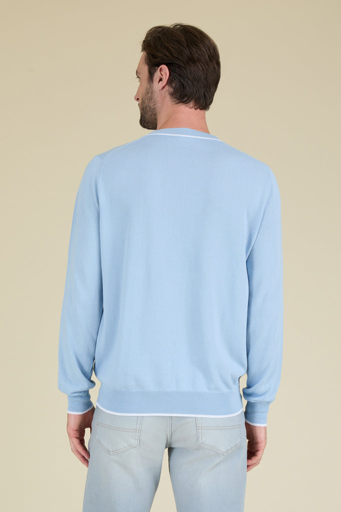 CREWNECK SWEATER IN KNITTED CREPE COTTON YARN KNIT  