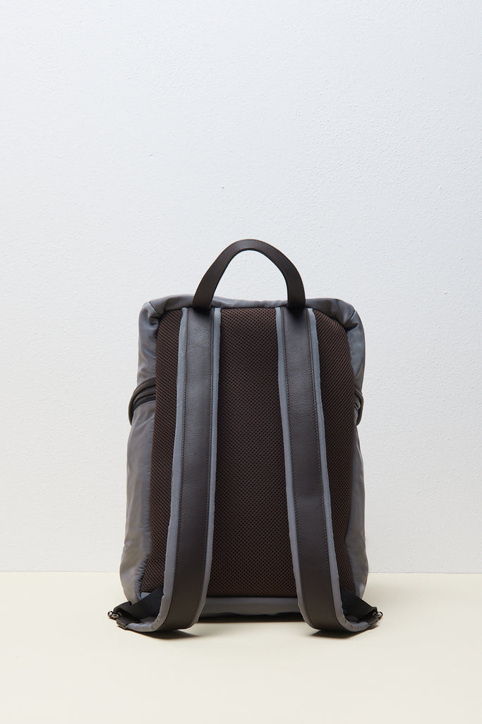 BACKPACK WITH POCKETS IN TECHNICAL FABRIC AND LEATHER INSERTS  