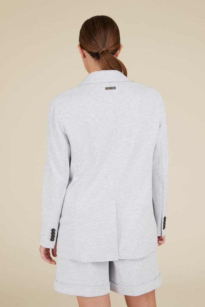 Oversize single-breasted blazer in melange interlock cotton  